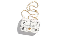 CHANEL Raffia Patchwork Velvet Flap Bag Shoulder Bag Crossbody Bag Mini Women's White/Black