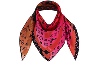 LOUIS VUITTON Silk Scarves Women's Black/Brown/Red/Pink