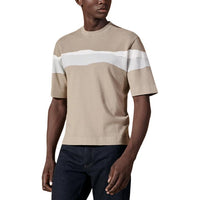 HERMES Multicolor Stripes Embroidered Crew Neck Short-Sleeved T-Shirt Men's Sand Yellow