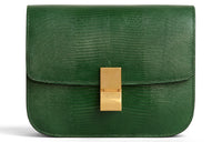 CELINE Classic Bo Lizard Skin Shoulder Bag Crossbody Bag Medium Size Women's Malachite Color