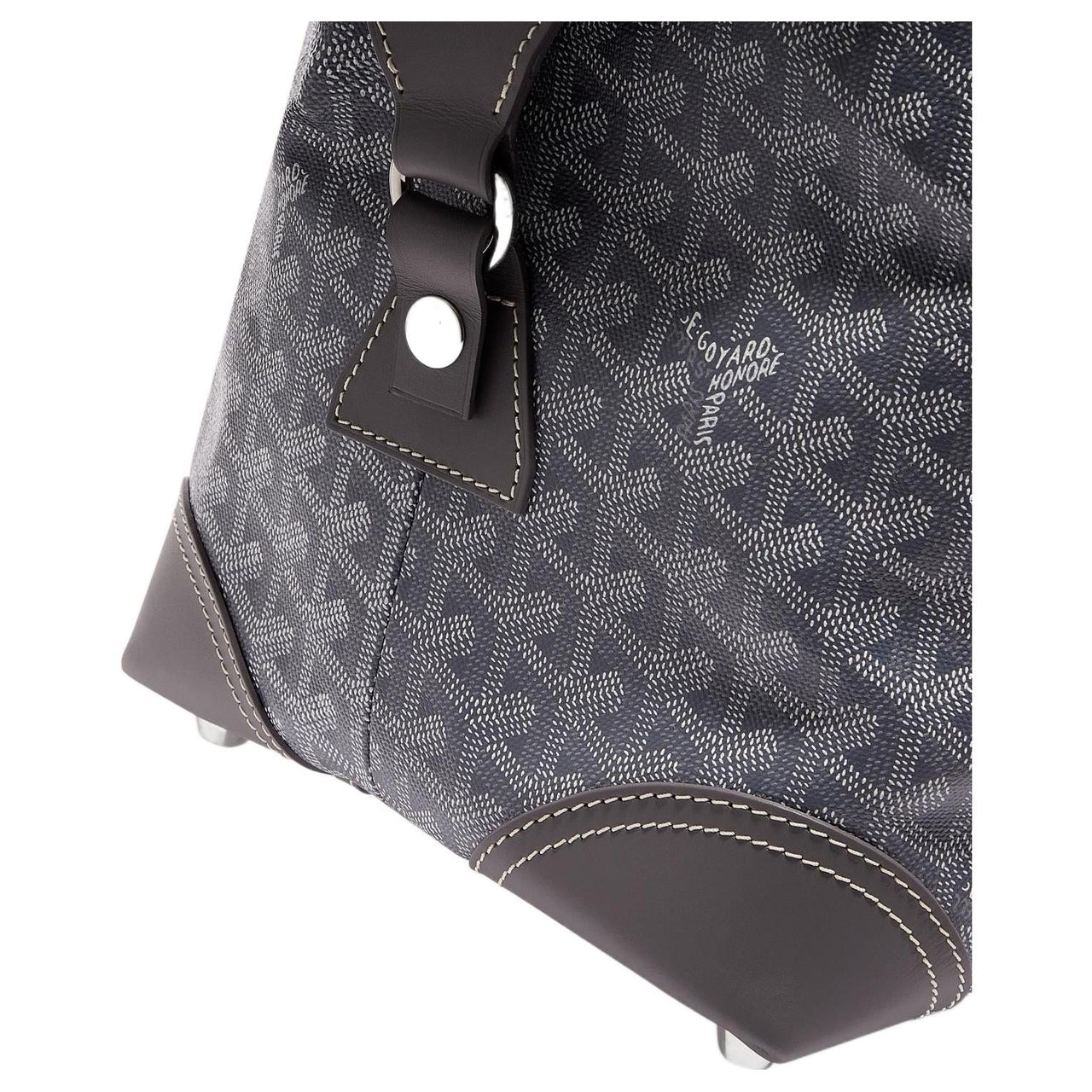 GOYARD Bowling Canvas With Leather Shoulder Bag Crossbody Bag Handbag Travel Bag Unisex Gray