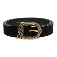 SAINT LAURENT Solid Color Design Calfskin Leather Belts Women's Black Width: 3CM