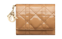 DIOR Lady Dior Patent Leather Calfskin Wallet Women's Bronze