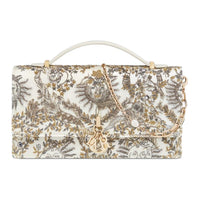 DIOR Embroidery Shoulder Bag Crossbody Bag Handbag Mini Women's White Multicolor