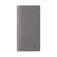 LOUIS VUITTON Brazza Leather Long Wallets Men's Gray