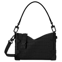 LOUIS VUITTON Crocodile Leather Soft Box Pillow Bag Crossbody Bag Shoulder Bag Small Size Women's Black