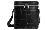 CELINE Crocodile Pattern Embossed Cow Leather Messenger Bag Crossbody Bag Shoulder Bag Men's Black