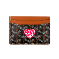 GOYARD Saint-Sulpice Canvas With Leather Card Clip Card Holder Unisex Tan & Peach Small Heart
