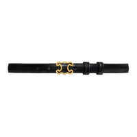 CELINE Micro-Logo Design Smooth Buckle Calfskin Leather Belts Unisex Black