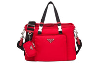 PRADA Fabric With Leather Pet Bag Shoulder Bag Crossbody Bag Handbag Men's Red