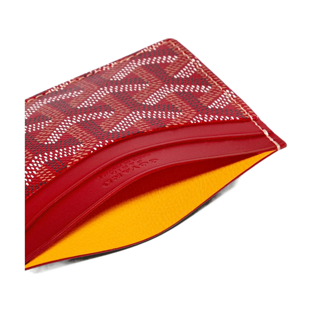 GOYARD Canvas With Calfskin Card Clip Card Holder Unisex Red & Light Blue Small Heart