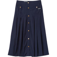MIU MIU Long Pleated Marocain Skirt Casual Long Skirts Women's Blue