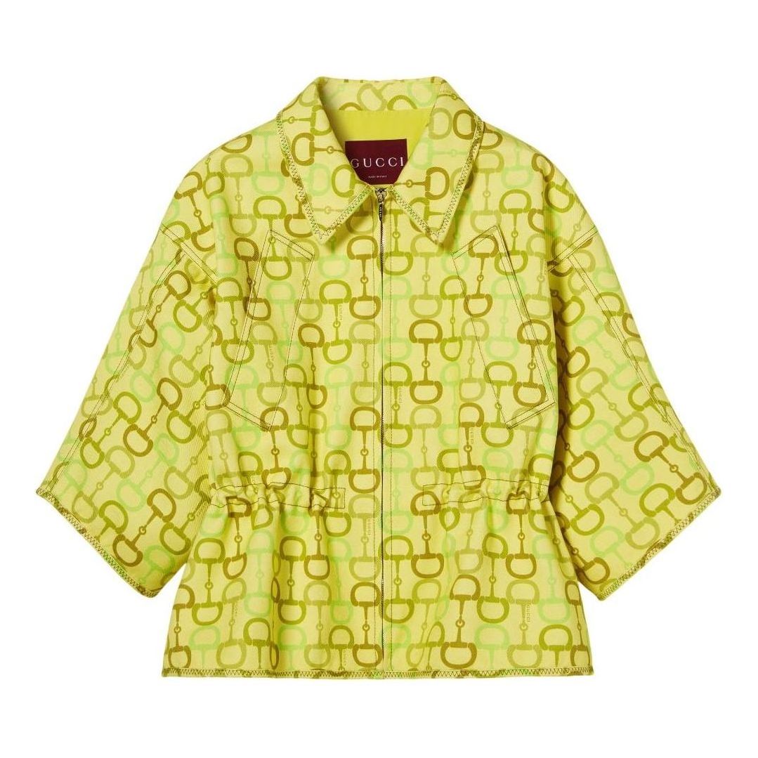 (WMNS) Gucci Printed Short Sleeve Boxy Jacket 'Lime Green' 831867-ZAS9M-3003
