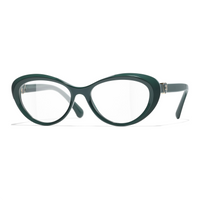 CHANEL Acetate Oval Eyeglass Frames Men's Green