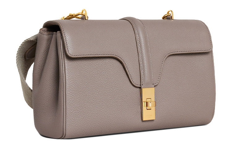 CELINE 16 Soft Grained Calfskin Handbag Shoulder Bag Crossbody Bag Women's Gray