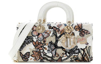 DIOR Calfskin Handbag Women's White & Multicolor