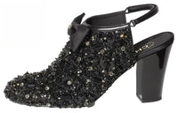 CHANEL Chunky Heel High Heels 8.5cm Women's Black