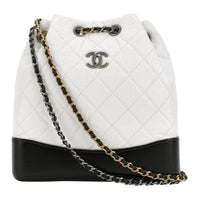 CHANEL Gabrielle Calfskin Backpack Small Size Women's Black & White