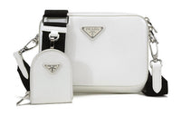 PRADA Leather With Small Pouch Crossbody Bag, Shoulder Bag Women's White