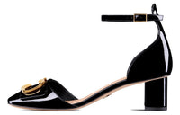 DIOR C'est Dior Chunky Heel High Heels 5cm Women's Black Gold