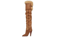 SAINT LAURENT TOMCAT Knee-High Boots 11cm Women's Vintage Brown