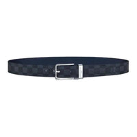 LOUIS VUITTON Damir Leather Belts Men's Blue Width 3.5CM
