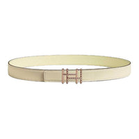 HERMES Calfskin Leather Belts Women's Yellow Width 2.4CM