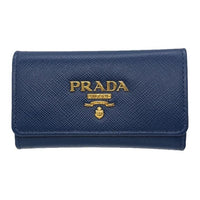 PRADA Leather Keychains Unisex Blue