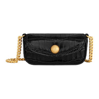 CELINE Nile Crocodile Leather Shoulder Bag Women's Black