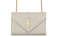 SAINT LAURENT Genuine Leather Shoulder Bag Women's Beige