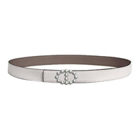 HERMES Calfskin Leather Belts Women's White Umber Width 2.4CM