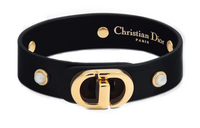 DIOR Calfskin Resin Metal Bracelets Women's Black