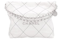 CHANEL 22Bag Leather Tote Bag Shopping Bag Handbag Shoulder Bag Women's White