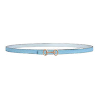 HERMES Calfskin Leather Belts Women's Blue Width 1.3CM