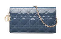 DIOR Lady Dior Cow Leather Handheld Crossbody Bag Women's Deep Denim Blue