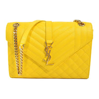 SAINT LAURENT Calfskin Shoulder Bag Women's Yellow