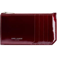 SAINT LAURENT PARIS Calfskin Card Holder Women's Red