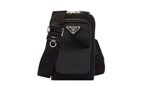 PRADA Fabric With Leather One Shoulder Crossbody Cell Phone Pouch Regular Men's Black