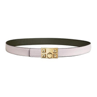HERMES Leather Leather Belts Unisex Light Purple/Gray Green Width: 2.4cm