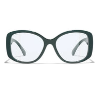 CHANEL Resin Nylon Butterfly Eyeglass Frames Unisex Green