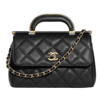 CHANEL 24B Calfskin Handbag Women's Black