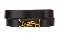SAINT LAURENT Logo Decoration Leather Belts Women's Black
