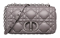 DIOR Calfskin Crossbody Bag Medium Size Women's Gray