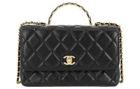 CHANEL Lambskin Shoulder Bag Crossbody Bag Regular Women's Black