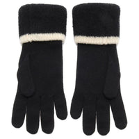 CHANEL Silk Knit Gloves Women's Black