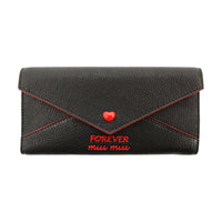 MIU MIU Leather Wallet Women's Black & Red