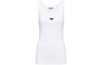 PRADA Ribbed Knit Jersey Tank White