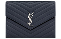 SAINT LAURENT CASSANDRE Lambskin Clutch Regular Women's Steel Blue