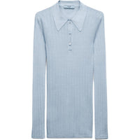 PRADA Long-Sleeved Ribbed Polo Top