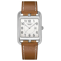 HERMES Wrist Watch Quartz Movement Cowhide Strap 37*29mm Silver Dial Women's Watch
